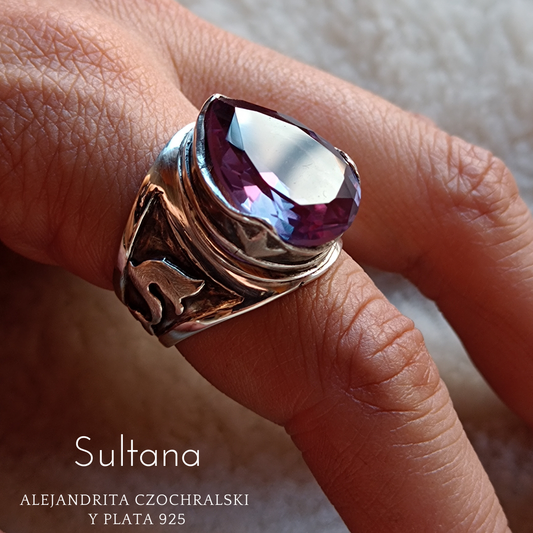 Anillo "Sultana" de Alejandrita Czochralski