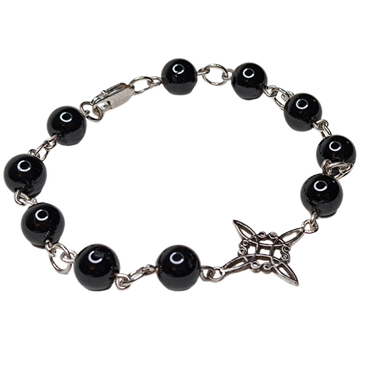 Pulsera Super Protección, de turmalina y nudo de bruja.