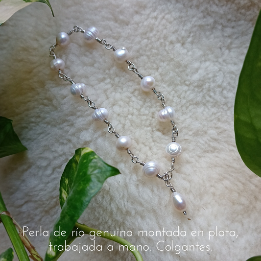 Pulsera Coquette de plata 925 y perla de río