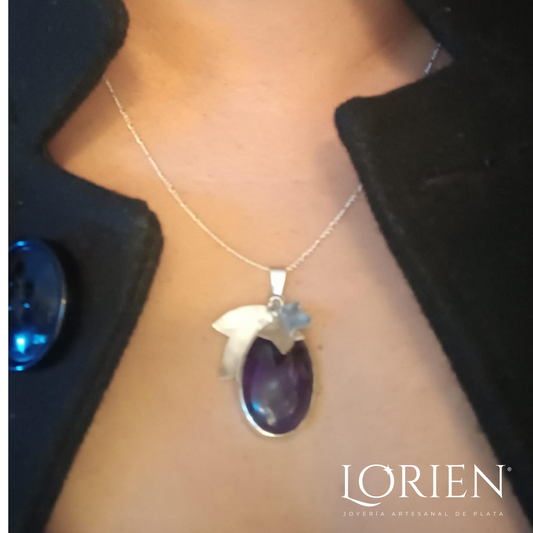 Juego "Hiedra" en plata 925 y Amatista