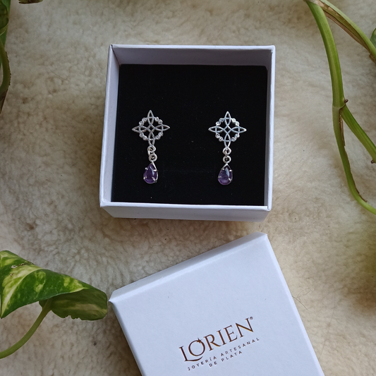 Aretes Nudo de Bruja "Twin Drops" plata 925