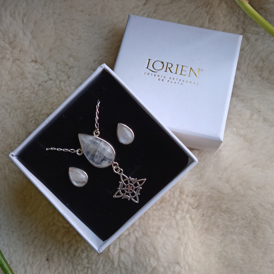 Juego "Moonlight" con nudo de bruja, en plata 925