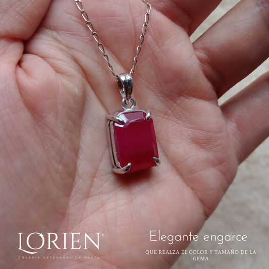Collar "Carmina" de rubí sobre plata 925
