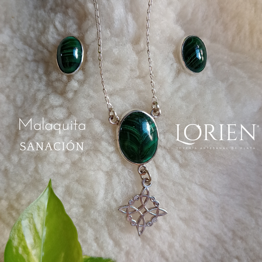 Juego Nudo de Bruja "GreenJoy" en Plata 925 y Malaquita