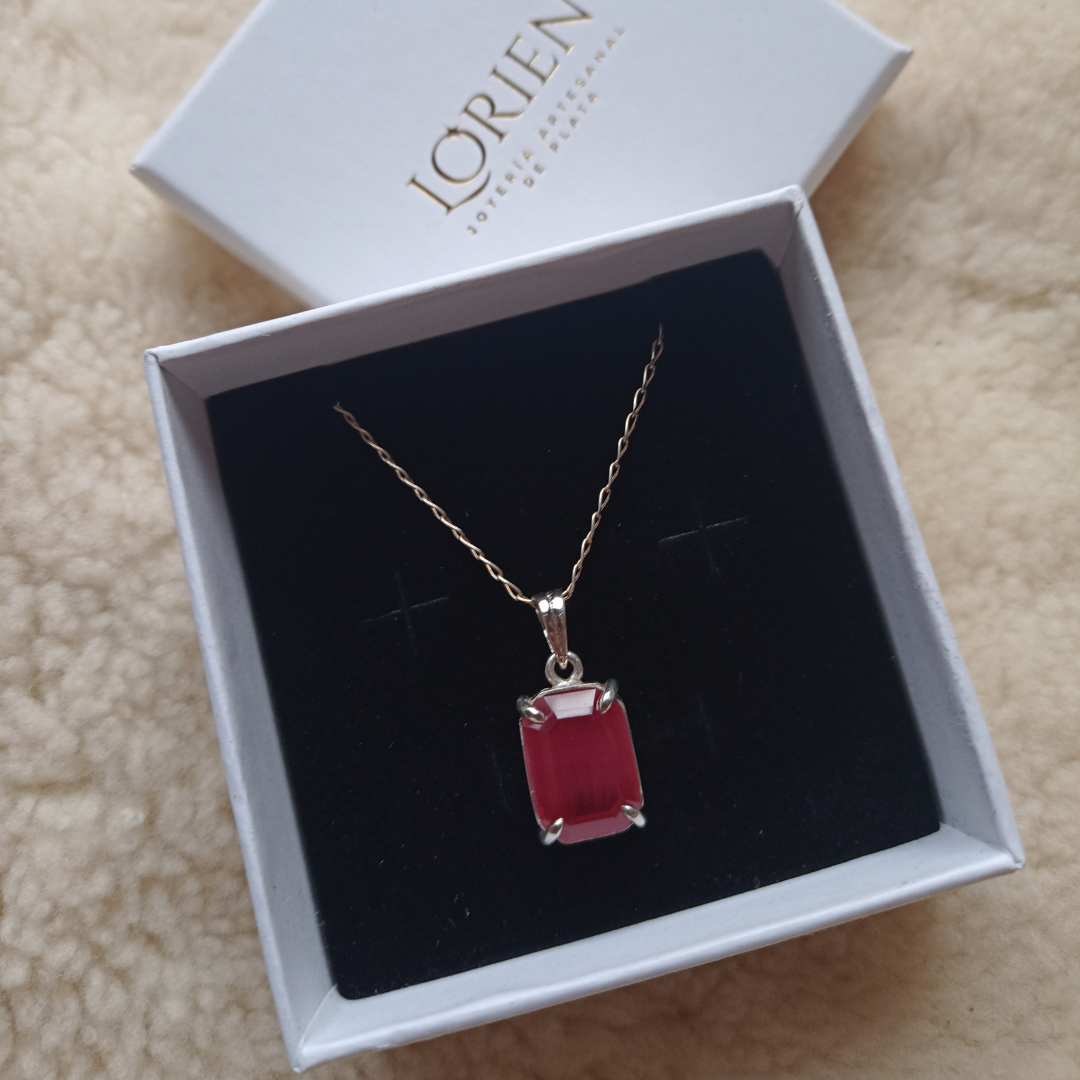 Collar "Carmina" de rubí sobre plata 925