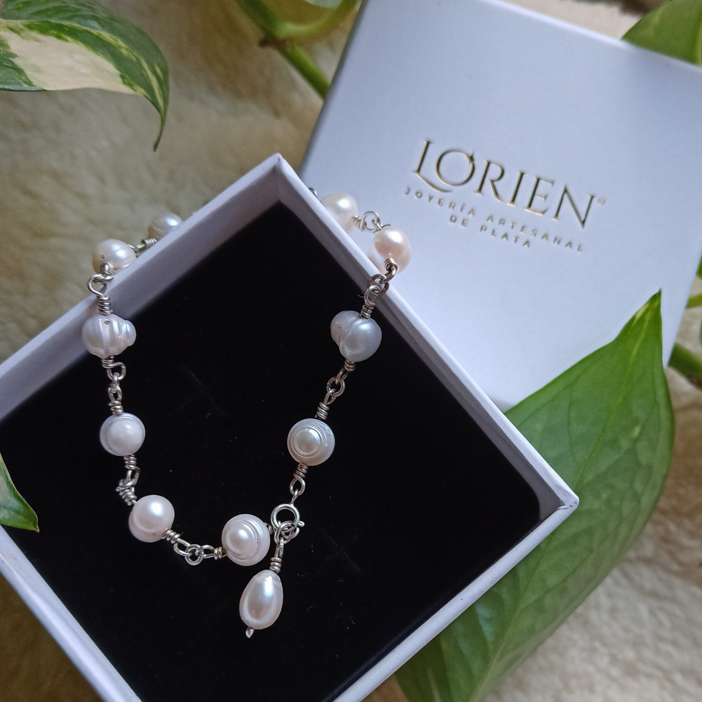 Pulsera Coquette de plata 925 y perla de río