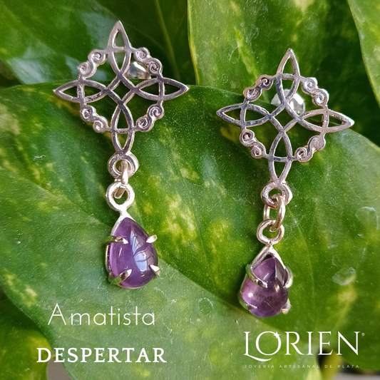 Aretes Nudo de Bruja "Twin Drops" plata 925