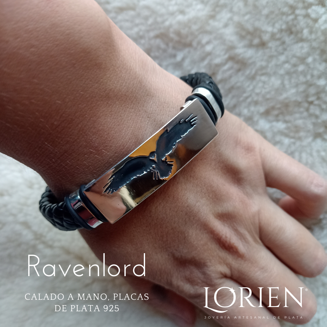 Pulsera "Ravenlord" de plata 925 para caballero