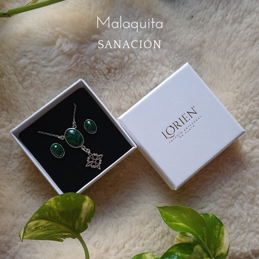 Witch's Knot Set "GreenJoy" in 925 Silver and Malachite