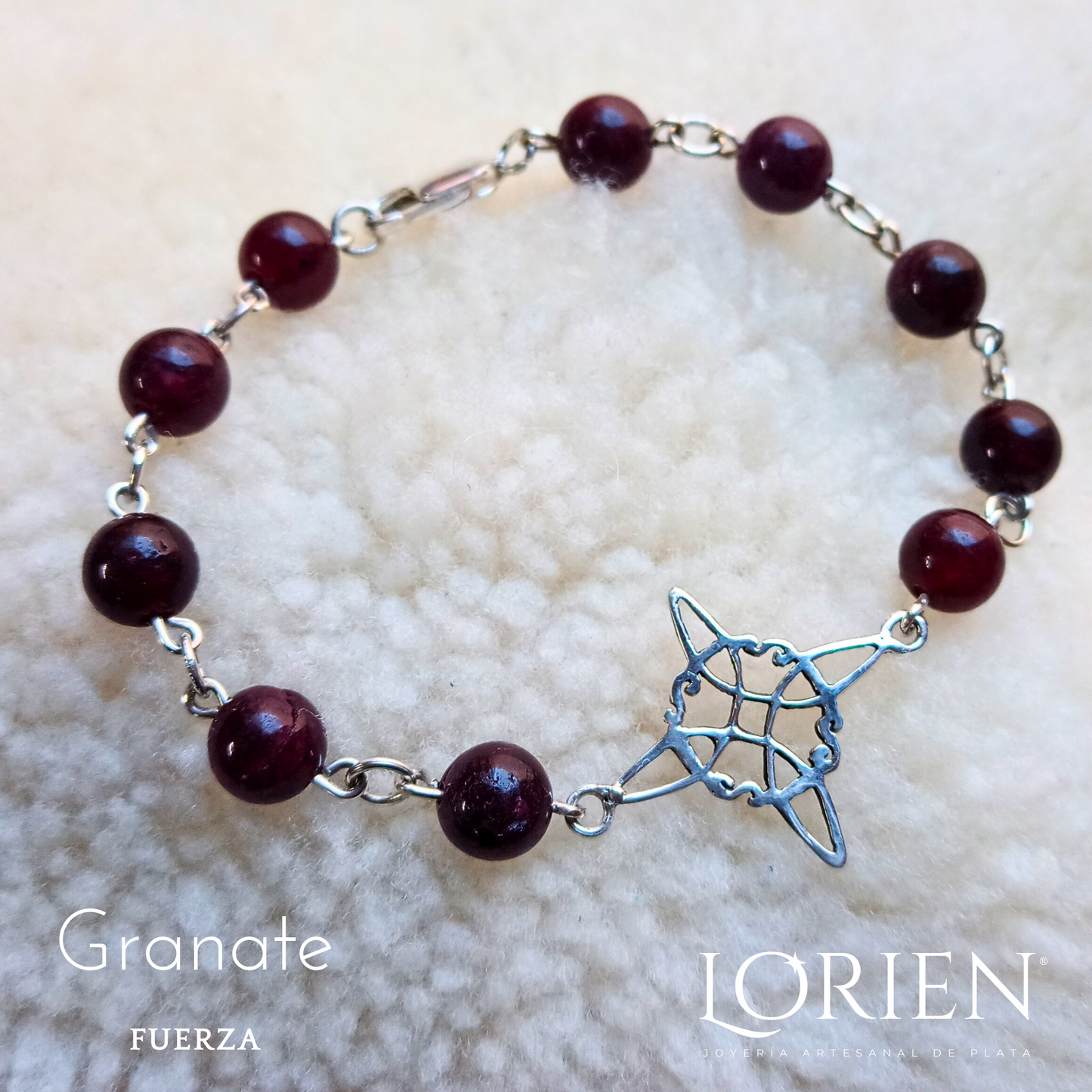 Witch Knot Bracelet with Garnets "Strength"