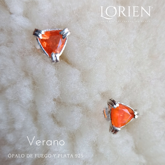 Aretes "Verano" de ópalo de fuego y plata 925