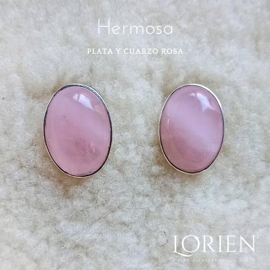 Aretes "Hermosa" plata 925 y piedra.