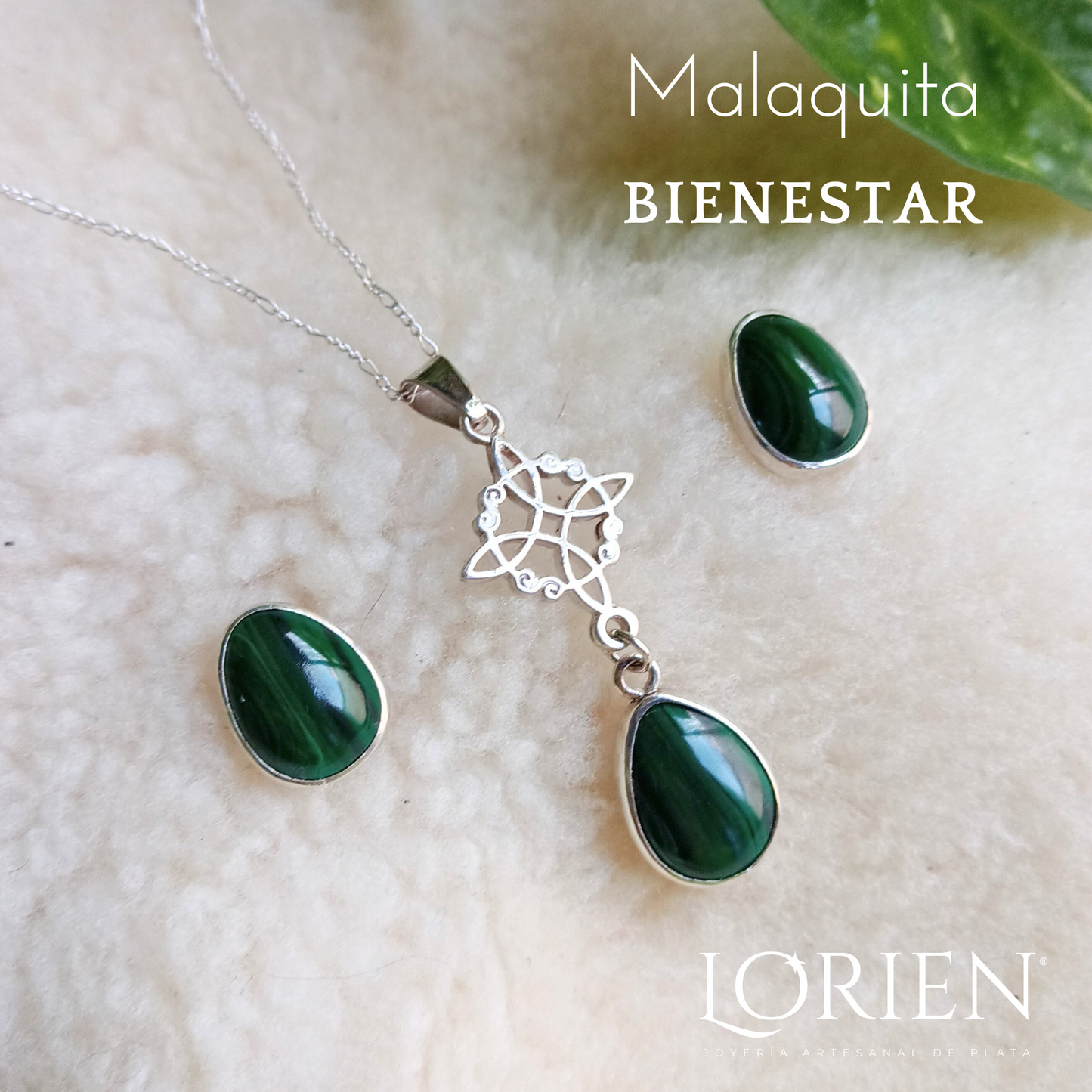 Witch's Knot Set "GreenJoy" in 925 Silver and Malachite