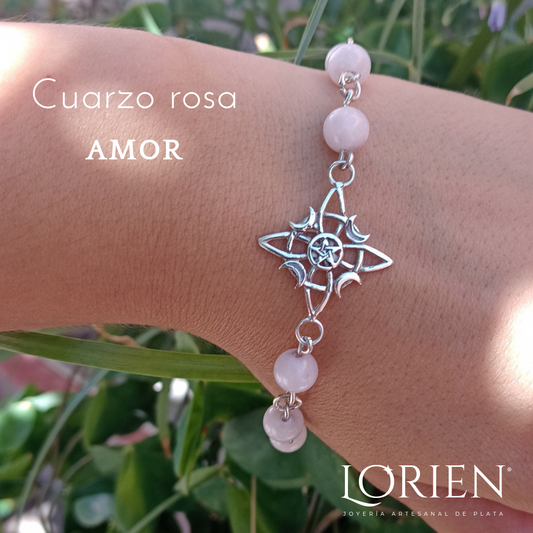"Sweet Embrace" bead bracelet with Witch's Knot, in 925 silver