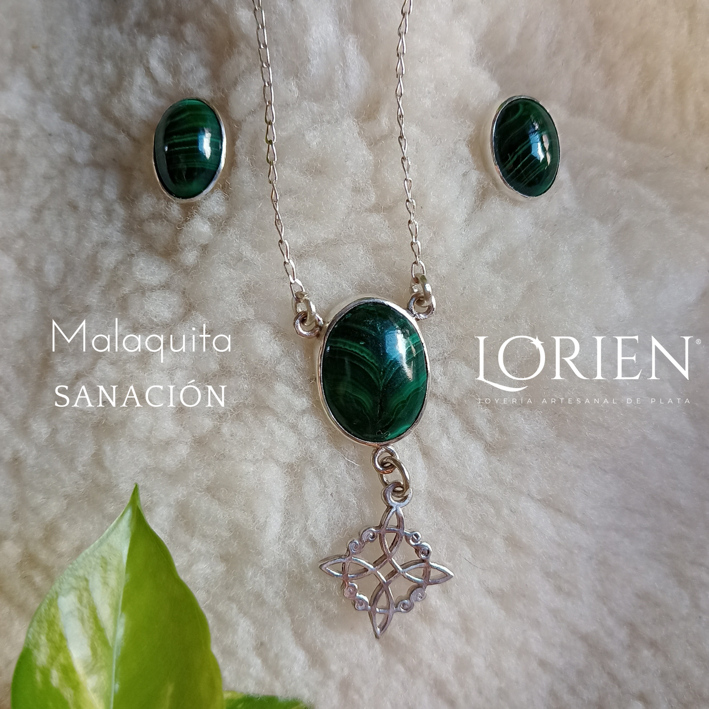 Witch's Knot Set "GreenJoy" in 925 Silver and Malachite