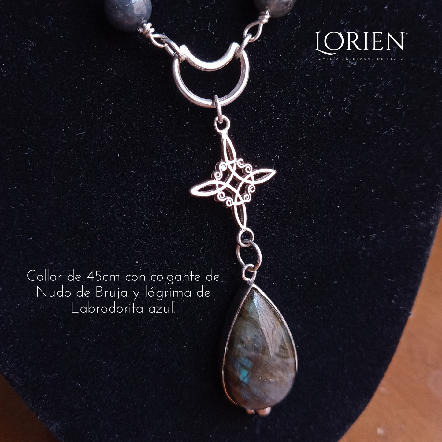 Midnight Sky Blue Labradorite Witch Knot Necklace 