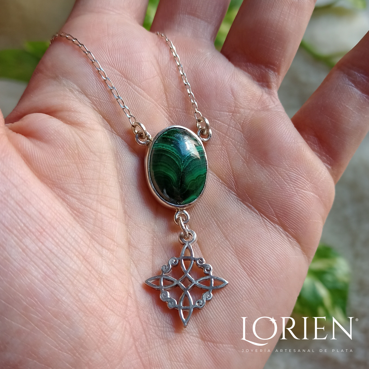 Witch's Knot Set "GreenJoy" in 925 Silver and Malachite