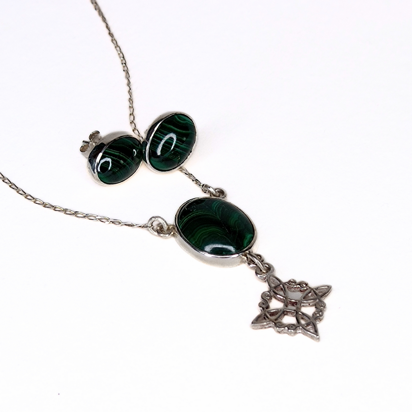 Witch's Knot Set "GreenJoy" in 925 Silver and Malachite