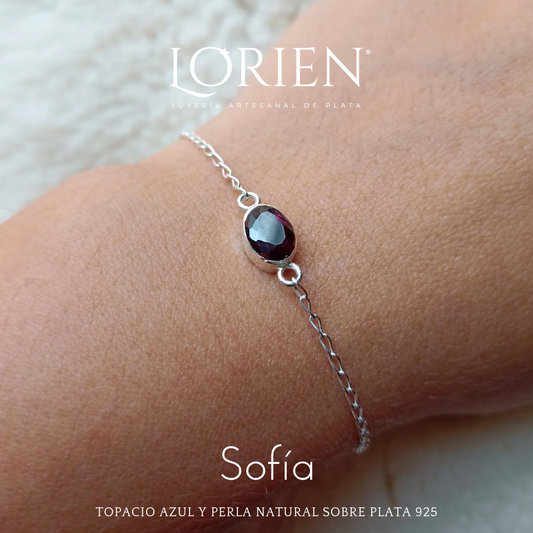 Pulsera "Sofía" piedra genuina sobre plata 925