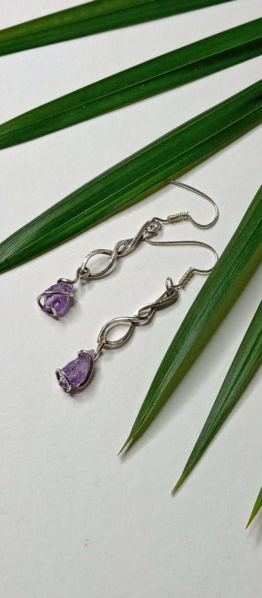 Aretes "Daedra" con amatista en plata 925