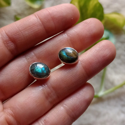 Aretes "Petit" de plata y piedra natural